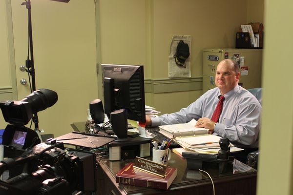 Sgt. Kevin Waguespack while filming b-roll in his office at the EBRSO.